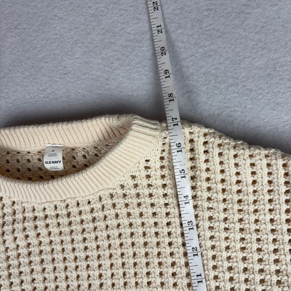 Old Navy Open-Stitch Crewneck Sweater Women's M Sea Salt Cream Normcore Oatmeal - Picture 6 of 10